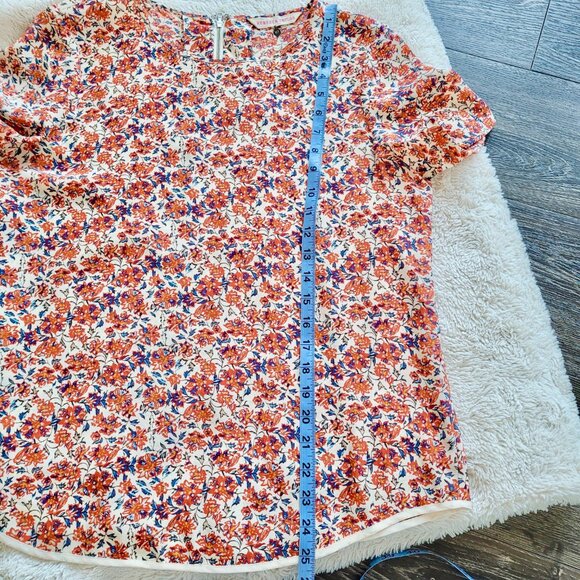Rebecca Taylor 100% Silk Short Sleeve Blouse In Cute Floral Print Sz 10 - Picture 9 of 9